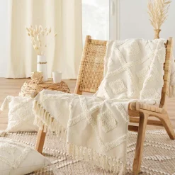 Plaid polycoton tufté (125 x 150 cm) Inca Beige