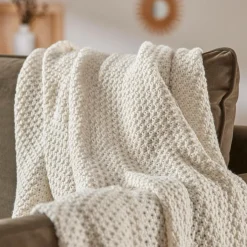 Plaid tricot (125 x 150 cm) Tessa Ivoire