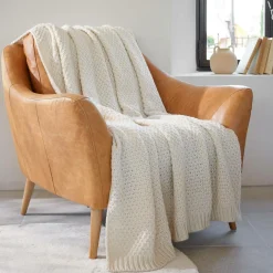 Plaid tricot (125 x 150 cm) Tessa Ivoire