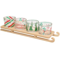 Plateau de service et 4 bols (33 x 8,5 cm) Traineau Multicolore