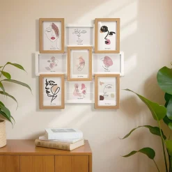 Pêle-mêle mural 9 photos bois (H45 cm) Zola Beige