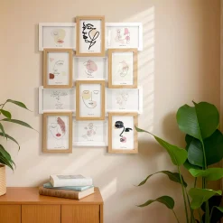 Pêle-mêle mural 12 photos bois (H59 cm) Zola Beige