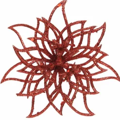 Poinsettia de Noël Chic sur clip (D14 cm) Rouge