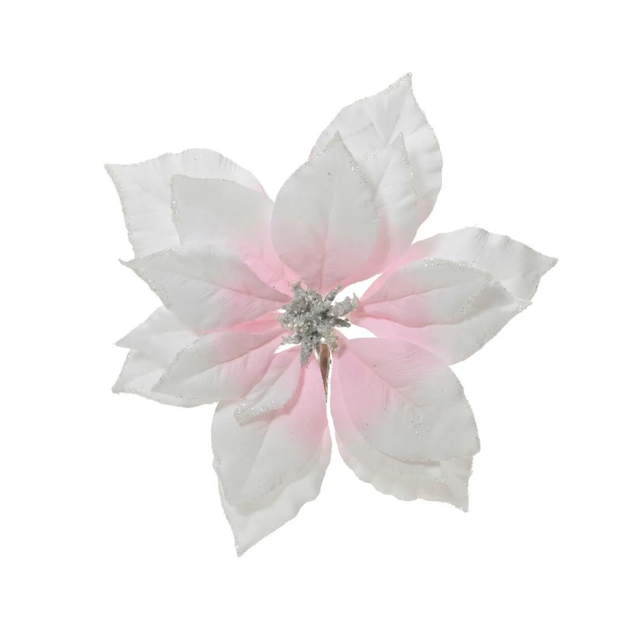Poinsettia de Noël en polyester (D24 cm) Venezia Blanc