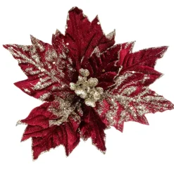 Poinsettia de Noël Kely sur clip (D25 cm) Rouge