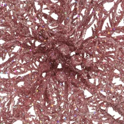 Poinsettia de Noël paillettes sur clip (D23 cm) Rose poudré