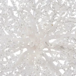 Poinsettia de Noël paillettes sur clip (D23 cm) Blanc