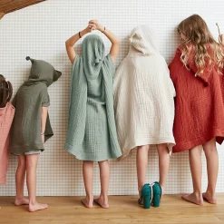 Poncho de bain enfant gaze de coton 2/5 ans Gaïa Terracotta