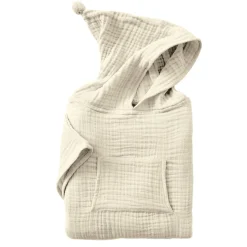 Poncho de bain enfant gaze de coton 2/5 ans Gaïa Beige pampa