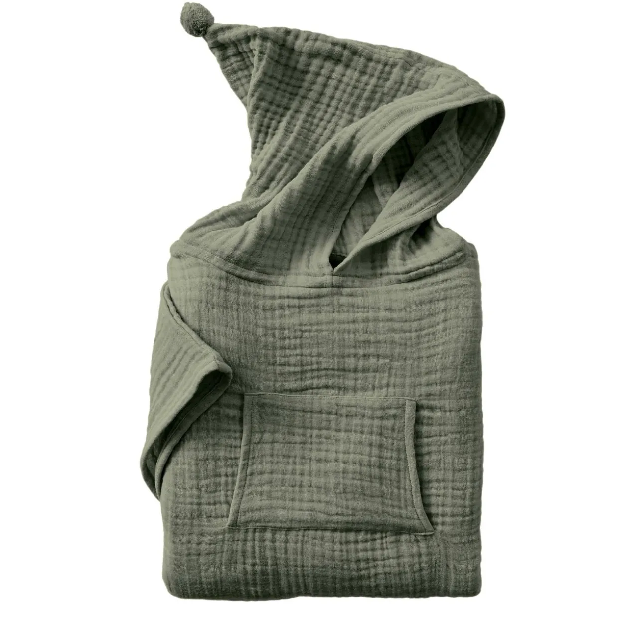 Poncho de bain enfant gaze de coton 6/10 ans Gaïa Vert romarin