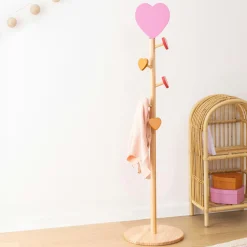 Porte manteau enfant bois (H135 cm) Amour Rose