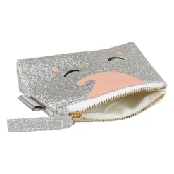 Porte monnaie paillettes enfant (11 cm) Licorne Argent