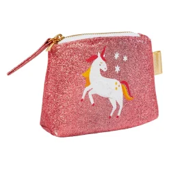 Porte monnaie paillettes enfant (11 cm) Licorne Rose