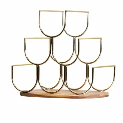 Porte-bouteilles bois et métal 6 emplacements (H30 cm) Théo Or