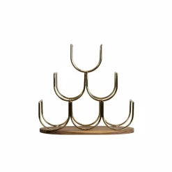 Porte-bouteilles bois et métal 6 emplacements (H30 cm) Théo Or