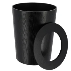 Poubelle salle de bain façon bois Scandi Noir
