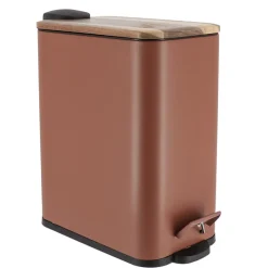 Poubelle salle de bain métal et acacia Season color Ambre