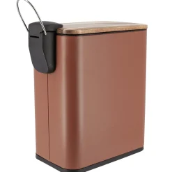 Poubelle salle de bain métal et acacia Season color Ambre