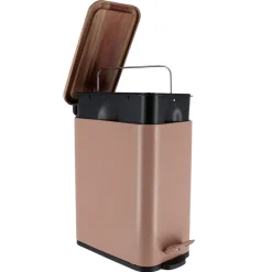 Poubelle salle de bain métal et acacia Season color Caramel