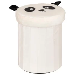 Pouf coffre pliant enfant (H38 cm) Panda Noir