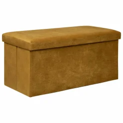Pouf de rangement double Lilou Jaune moutarde