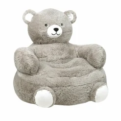 Pouf peluche ours enfant (H45 cm) Leo Gris