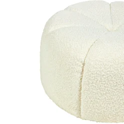 Pouf rond bouclette (D40 x H22 cm) Blanc polaire