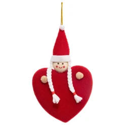 Poupée de Noël à suspendre (H14 cm) Cœur Rouge