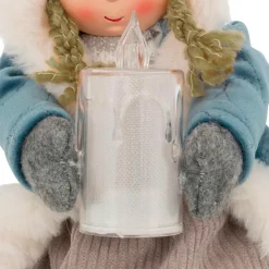 Poupée lumineuse assise (H41 cm) Alice et bougie Bleu ciel