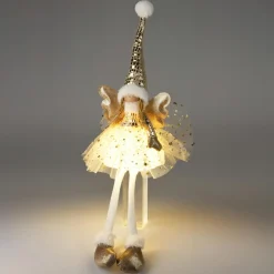 Poupée lumineuse jambes souples à piles (H60 cm) Lina Glitter Or