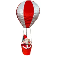Père Noël en Montgolfière (H97 cm) À l'aventure Blanc et rouge