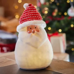 Père Noël lumineux à piles 4 LED (H31 cm) Ennry Blanc chaud
