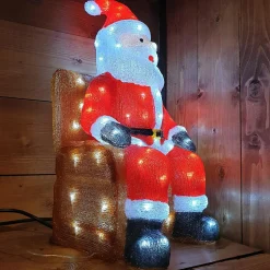 Père Noël lumineux assis 100 LED (H60 cm) Blanc froid
