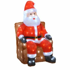 Père Noël lumineux assis 100 LED (H60 cm) Blanc froid