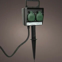 Prise piquet de jardin programmable 2 pôles