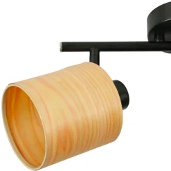 Rampe de spot 2 abat-jours métal et bois (L31 cm) Alaska Noir