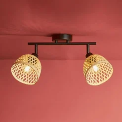 Rampe de spot 2 abat-jours (L38 cm) Hanoi Naturel beige