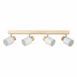 Rampe de spot 4 abat-jours (L67 cm) Tissu Blanc