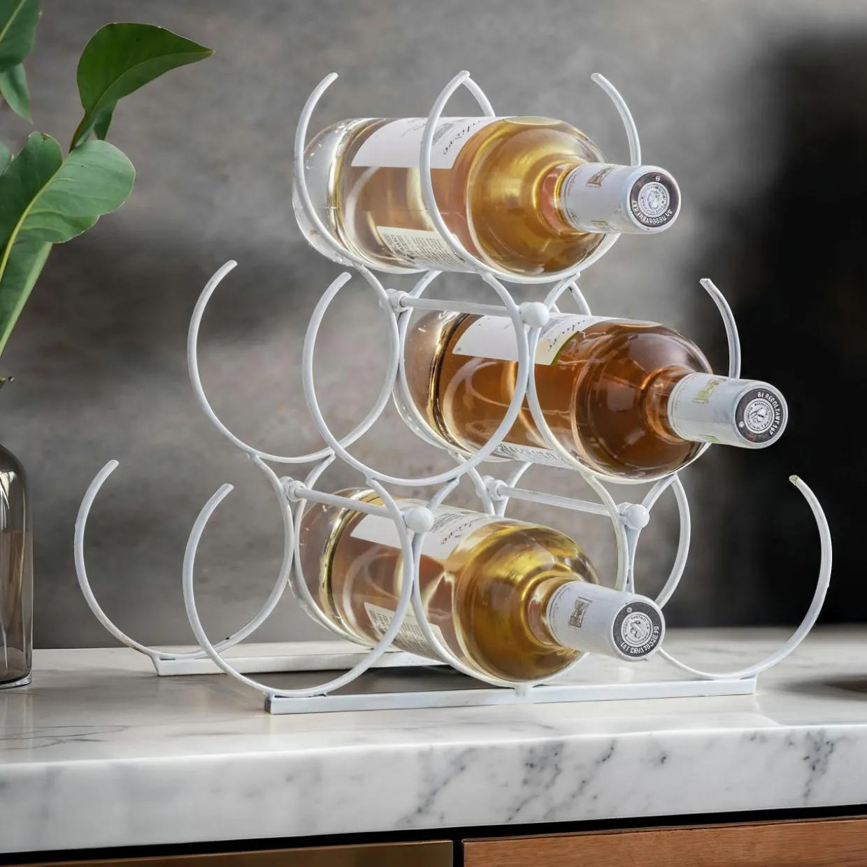 Range-bouteilles métal (H28 cm) Noa Blanc