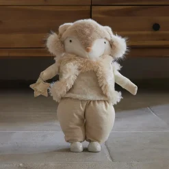 Renard de Noël debout (H41 cm) Etoile scandinave dorée