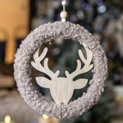 Renne à suspendre (H19 cm) Couronne Marron