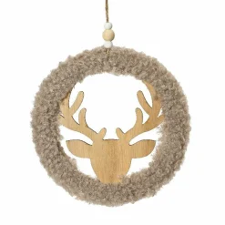 Renne à suspendre (H19 cm) Couronne Marron