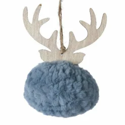 Renne à suspendre (H15 cm) Laine Bleu