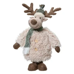 Renne de Noël debout (H42 cm) Monsieur Élégant Beige