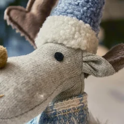 Renne de Noël debout (H56 cm) Stan Gris et fourrure blanche
