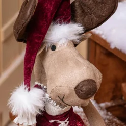 Renne de Noël (H59 cm) Miss Bavaroise robe Rouge