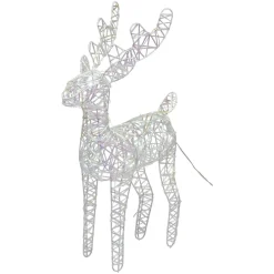 Renne de Noël lumineux à piles (H37 cm) Gulliver Irisé et blanc chaud