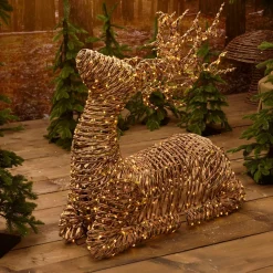 Renne lumineux 630 Led (H88 cm) Stan résine tressée Brun et Blanc chaud