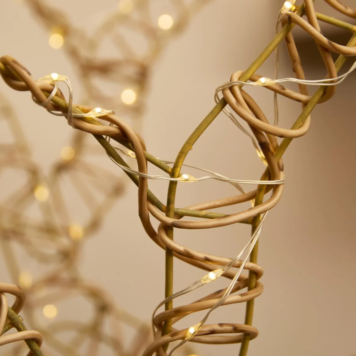 Renne lumineux 1320 Micro LED (H180cm) Stan résine tressée Naturel Blanc chaud