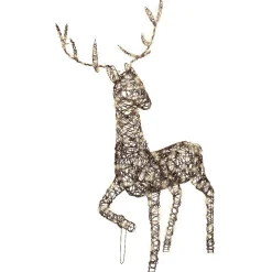 Renne lumineux 360 Micro LED (H124 cm) Glenn résine tressée Brun Blanc chaud